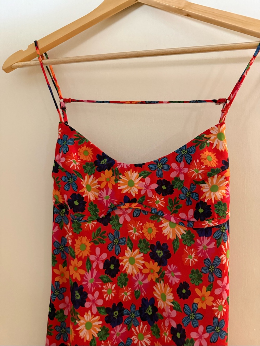 Floral Spaghetti-Strap Dress in Red